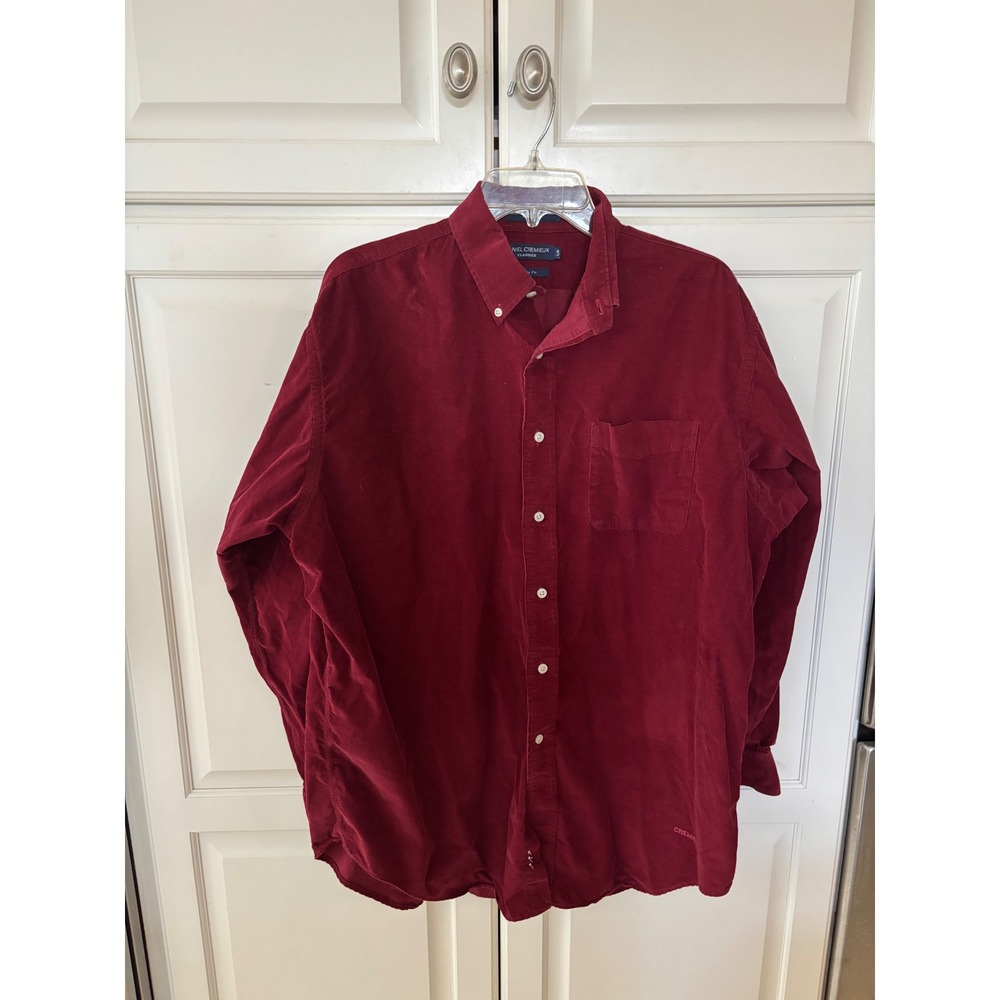 Daniel Cremieux Classics Burgundy Corduroy Button Down Shirt L Classic Fit Red
